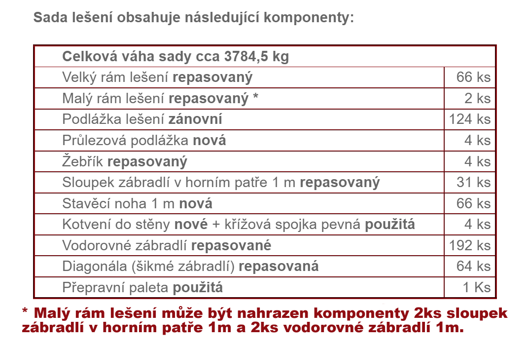 Fasádní lešení 388,8 m² Podlážky zánovní